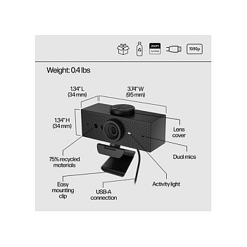 HP Webcam 620 FHD 1080p 60fps Cámara Web con Micrófono Incorporado HP Webcam 620 FHD 1080p 60fps Cámara Web con Micrófono Incorporado