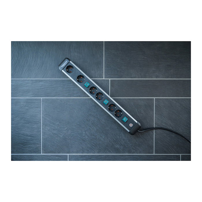 Brennenstuhl Premium-ALU-Line 6 salidas 3m Negro/Plata