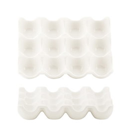 Summa Noubon Gourmet Huevera de Porcelana para 12 Huevos, Marfil, 20x15 cm (Set de 4)