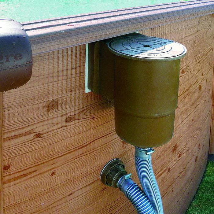 Gre Piscina Ovalada con Pared de Acero Efecto Madera y Depuradora