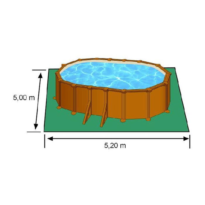 Gre Piscina Ovalada con Pared de Acero Efecto Madera y Depuradora
