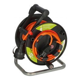 Brennenstuhl Bretec 240 - Cable de extensión 23+2 metros, 3100W/230V, IP44 resistente a UV, negro y naranja (1148500)