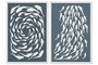 DKD Home Decor Cuadro de Papel Maché con Diseño de Peces Azul y Blanco
