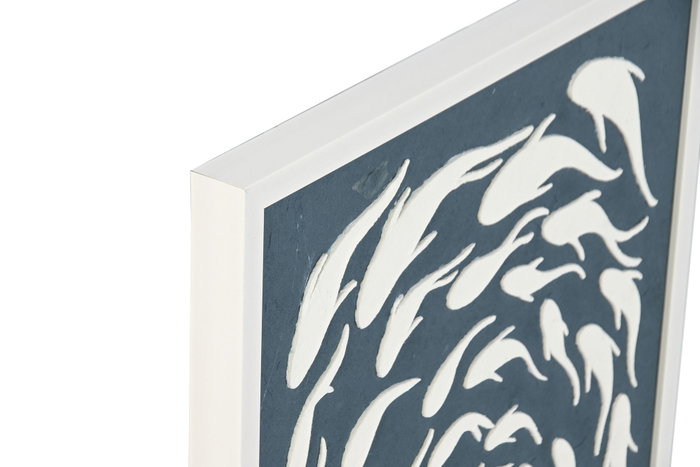 DKD Home Decor Cuadro de Papel Maché con Diseño de Peces Azul y Blanco