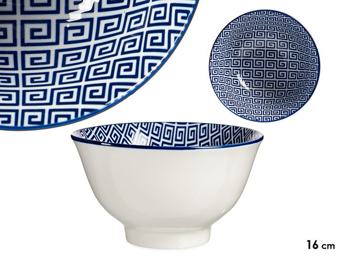 Vessia Bowl 16 cm Geométrico Azul Porcelana 16x8x16 cm (Set de 24) Vessia Bowl 16 cm Geométrico Azul Porcelana 16x8x16 cm (Set de 24)