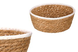 Giftdecor Cesto Redondo Blanco de Enea y Papel 20 cm (Alto 8 cm) (Set de 24)