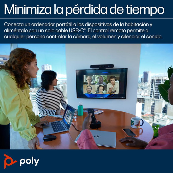 Poly Studio R30 Barra de Vídeo Personal 4K UHD Certificada Zoom y Microsoft Teams Color Arena