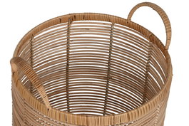 DKD Home Decor Cesta Tropical Natural Ratán Metal 38x45x38 cm Set de 2