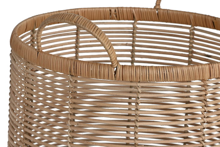 DKD Home Decor Cesta Tropical Natural Ratán Metal 38x45x38 cm Set de 2