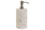DKD Home Decor Dosificador de Mármol y Metal Blanco y Dorado 8x8x20 cm