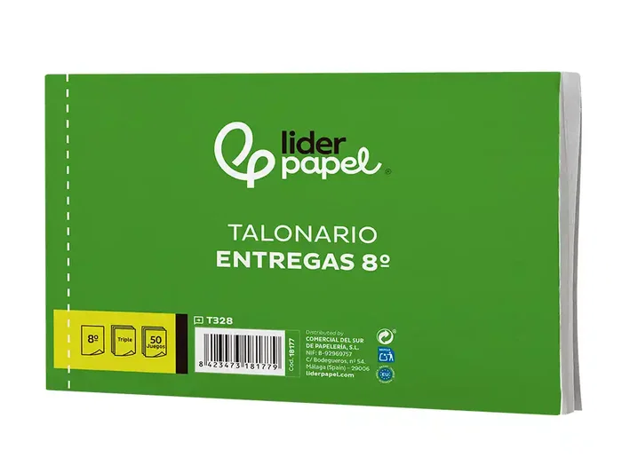 Liderpapel T328 Talonario Entregas 8º Original y 2 Copias Apaisado