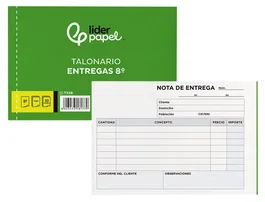 Liderpapel T328 Talonario Entregas 8º Original y 2 Copias Apaisado