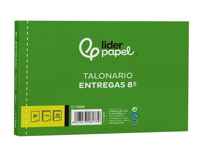 Liderpapel T328 Talonario Entregas 8º Original y 2 Copias Apaisado