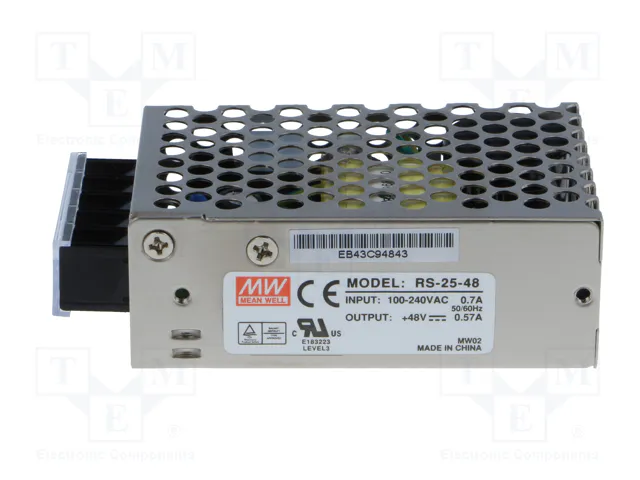 MEAN WELL RS-25 Alimentador de impulso 25W 48VDC MEAN WELL RS-25 Alimentador de impulso 25W 48VDC