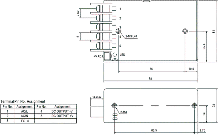 MEAN WELL RS-25 Alimentador de impulso 25W 48VDC MEAN WELL RS-25 Alimentador de impulso 25W 48VDC
