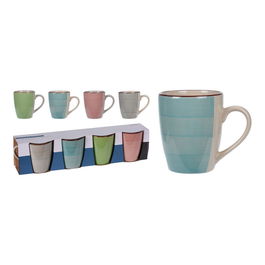 Excellent Houseware Tazas de café de cerámica 275 ml colores surtidos 4 uds