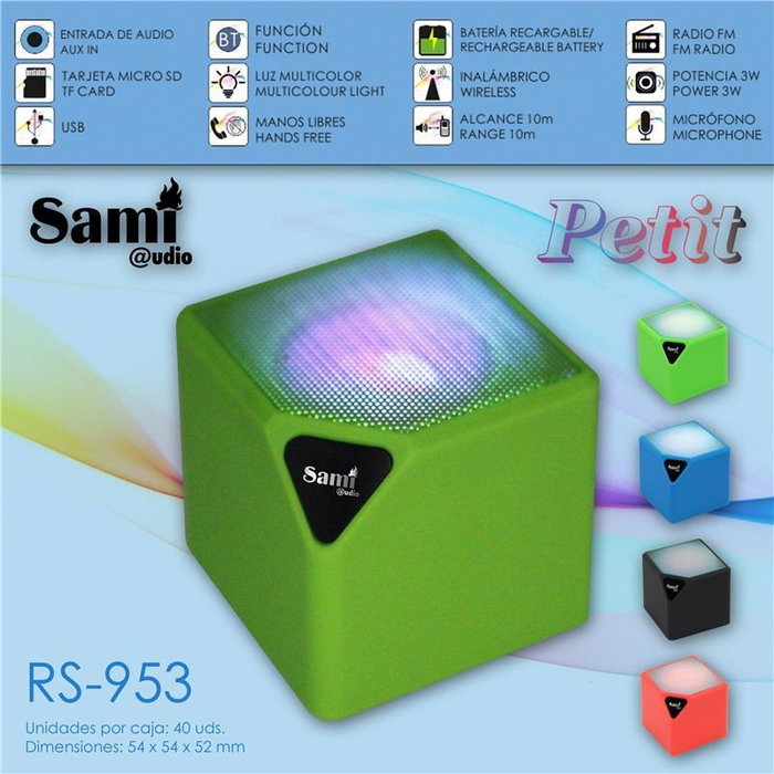SAMI Altavoz Multimedia Petit con Luz y Bluetooth - Verde