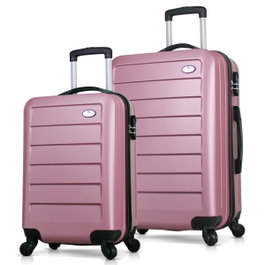Zoozie Bags 6363 Juego de Maletas de Viaje en Oro Rosa, Material ABS Resistente y Ruedas 360, Incluye Tamaño Cabina y Mediano