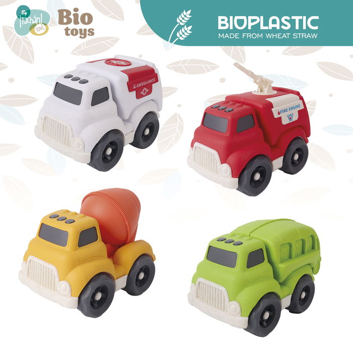 Tachan Camion Eco Bio Surtido T01039, Camiones Ecológicos de Paja de Trigo, Juguetes Sostenibles para +18 meses