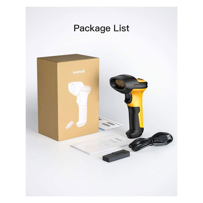 Inateck Lector de Códigos de Barras Portátil Láser 1D Amarillo [BCST-P6_yellow]