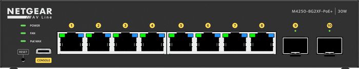 NETGEAR GSM4210PX Switch Gestionado L2/L3 con 8 puertos PoE+ y 2 SFP+