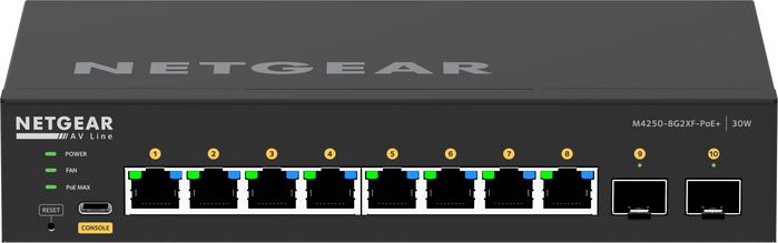 NETGEAR GSM4210PX Switch Gestionado L2/L3 con 8 puertos PoE+ y 2 SFP+