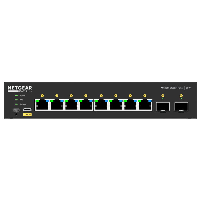 NETGEAR M4250-8G2XF-POE+ Switch Gestionable 8x1G PoE+ 220W, 2x SFP+ NETGEAR M4250-8G2XF-POE+ Switch Gestionable 8x1G PoE+ 220W, 2x SFP+