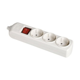 Solera Base bipolar de 3 tomas con interruptor luminoso blanca