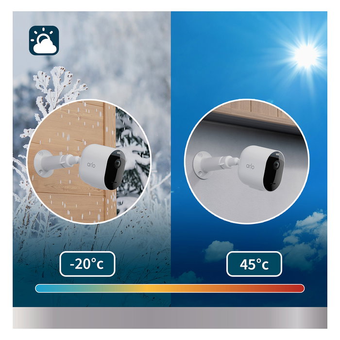 ARLO Pro5 2K+ Cámara de Seguridad Exterior e Interior, Juego de 4 Cámaras Inalámbricas, Resolución 1440 x 2560 Pixeles, Visión Nocturna, Montaje Techo/Pared