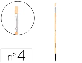 Liderpapel Pincel para Pintura al Óleo y Acrílica N 4 Punta Plana de Cerda Certificado FSC