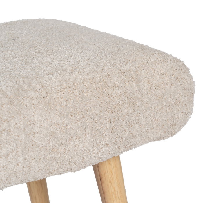 Banqueta Beige Tejido-Madera Salón 53 X 38 X 41 cm
