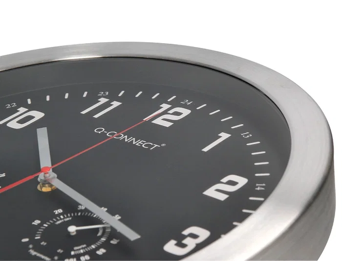 Q-connect Reloj de Pared Metálico Redondo 35.5 cm Movimiento Silencioso Cromado Esfera Negra Q-connect Reloj de Pared Metálico Redondo 35.5 cm Movimiento Silencioso Cromado Esfera Negra
