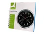 Q-connect Reloj de Pared Metálico Redondo 35.5 cm Movimiento Silencioso Cromado Esfera Negra