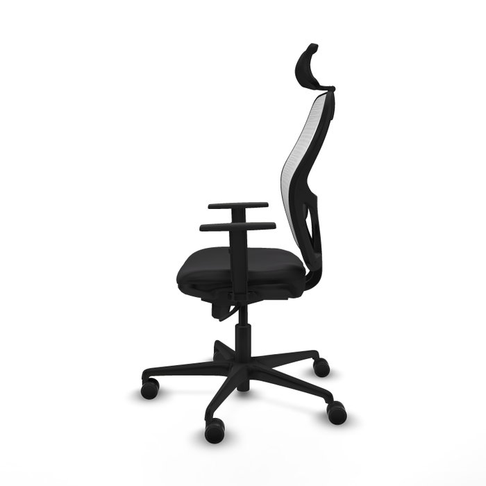 PIQUERAS Y CRESPO Silla de oficina Jorquera con mecanismo Sincro, Similpiel Negro y Malla Blanca