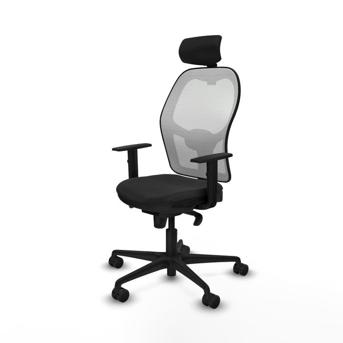 PIQUERAS Y CRESPO Silla de oficina Jorquera con mecanismo Sincro, Similpiel Negro y Malla Blanca
