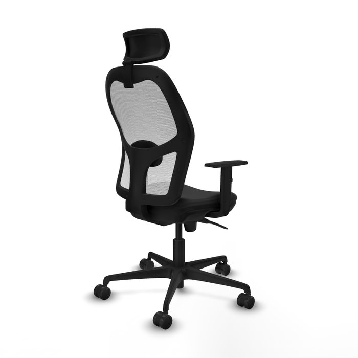PIQUERAS Y CRESPO Silla de oficina Jorquera con mecanismo Sincro, Similpiel Negro y Malla Blanca