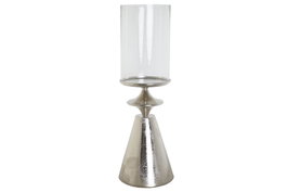 DKD Home Decor Portavelas de Aluminio y Cristal Plateado 24x24x72 cm