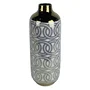 DKD Home Decor Jarrón de Porcelana Fana Blanco y Dorado 16x16x42 cm