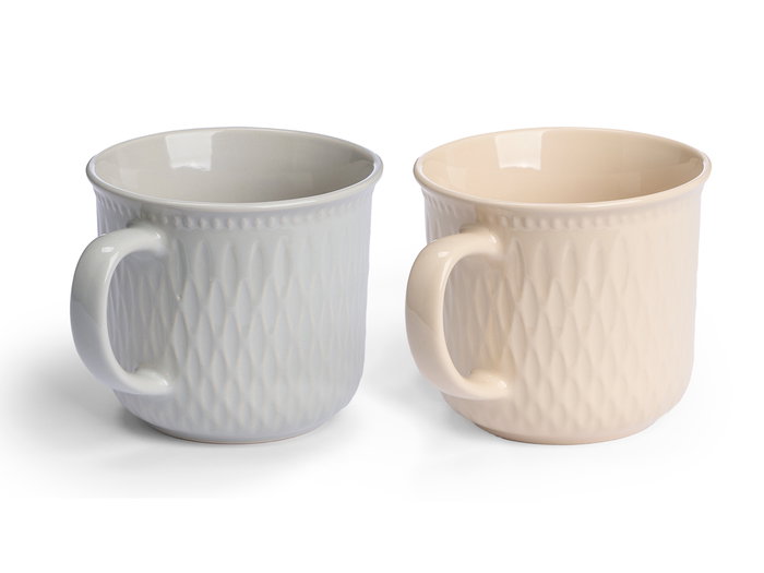 Vessia Tazón de Desayuno Cerámico 450 ml 13.5 x 10.6 x 9.2 cm - 2 Colores Claros: Beige y Gris (Set de 24) Vessia Tazón de Desayuno Cerámico 450 ml 13.5 x 10.6 x 9.2 cm - 2 Colores Claros: Beige y Gris (Set de 24)