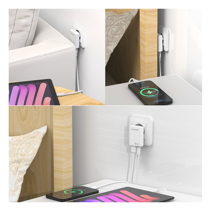 4smarts Cargador FlatPlug Duos 546020, 20W GaN, Carga Rápida, 1 USB-C y 1 USB-A, Blanco 4smarts Cargador FlatPlug Duos 546020, 20W GaN, Carga Rápida, 1 USB-C y 1 USB-A, Blanco