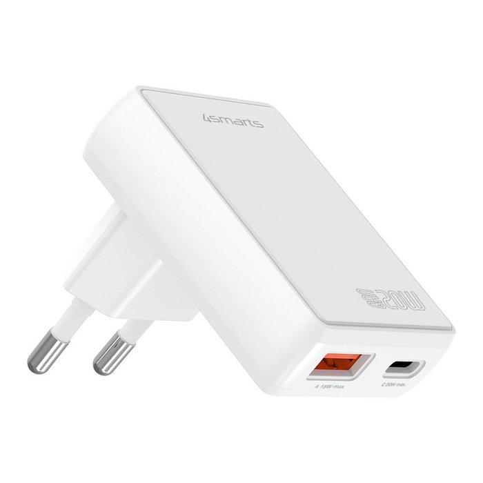 4smarts Cargador FlatPlug Duos 546020, 20W GaN, Carga Rápida, 1 USB-C y 1 USB-A, Blanco 4smarts Cargador FlatPlug Duos 546020, 20W GaN, Carga Rápida, 1 USB-C y 1 USB-A, Blanco