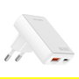 4smarts Cargador FlatPlug Duos 546020, 20W GaN, Carga Rápida, 1 USB-C y 1 USB-A, Blanco