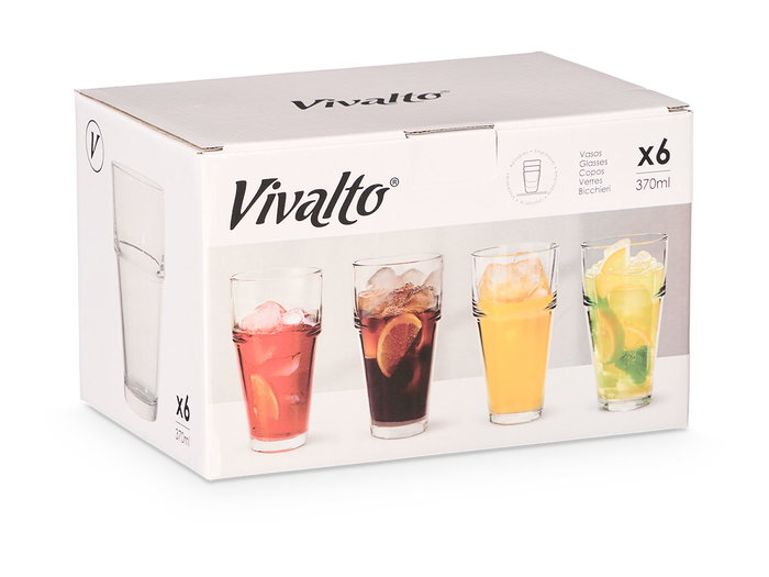 VIVALTO Vaso Cristal Apilable 370 ml 8 x 13.5 x 8 cm (Set de 48) VIVALTO Vaso Cristal Apilable 370 ml 8 x 13.5 x 8 cm (Set de 48)