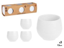 Ibergarden Set 3 Macetas con Reserva de Agua 13 cm Blanca (Set de 4)