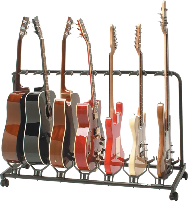 QUIKLOK Soporte Guitarra 7 Unidades con Ruedas de Acero Negro para Suelo QUIKLOK Soporte Guitarra 7 Unidades con Ruedas de Acero Negro para Suelo