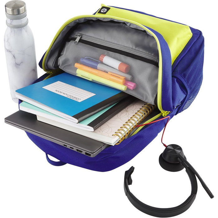 HP Mochila Campus 7J596AA Azul y Lima para Portátiles de hasta 15.6 pulgadas