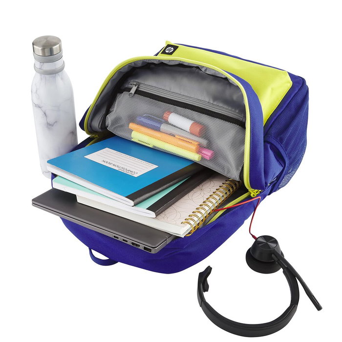 HP Mochila Campus 7J596AA Azul y Lima para Portátiles de hasta 15.6 pulgadas