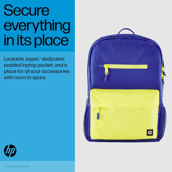 HP Mochila Campus 7J596AA Azul y Lima para Portátiles de hasta 15.6 pulgadas