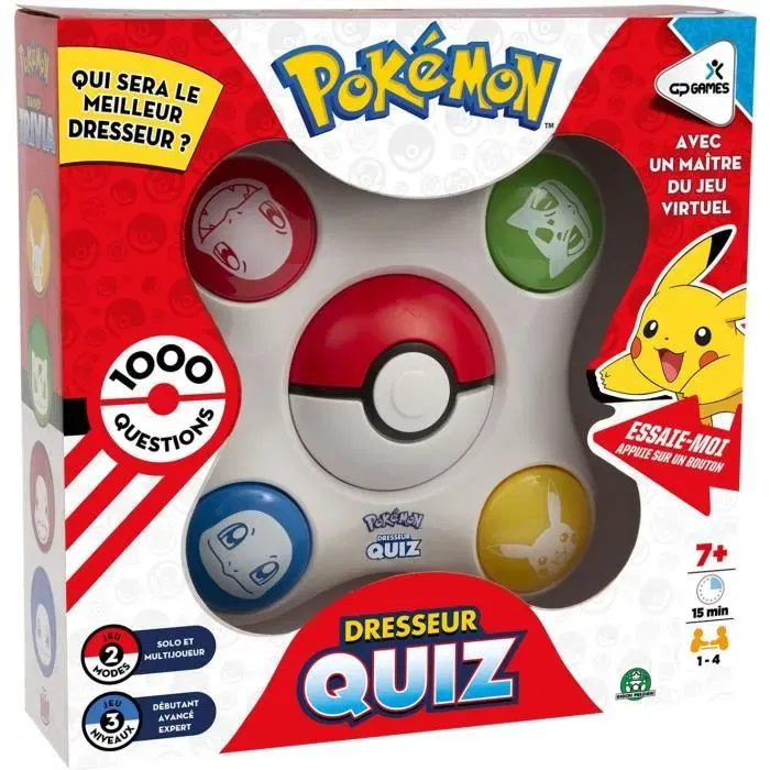 Pokemon POK8056379196884 Juego de Mesa Trainer Trivia Pon a Prueba Tus Conocimientos Sobre Pokemon Hasta 4 Jugadores A Partir de 7 Años