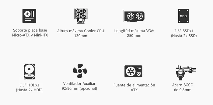 Coolbox M460 Micro ATX con Fuente de Alimentación 500W y USB-C Coolbox M460 Micro ATX con Fuente de Alimentación 500W y USB-C